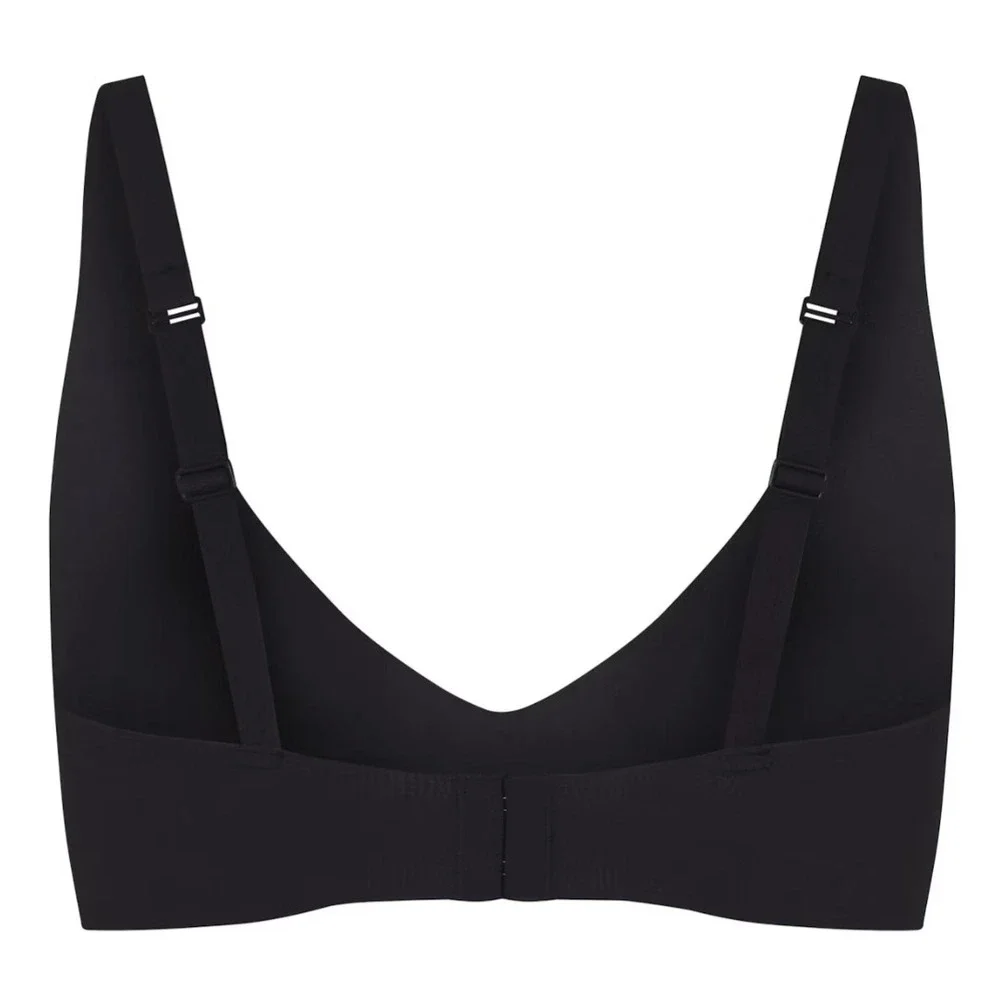 Skims Naked Plunge Bra BR-PLG-1865 Onyx Black Size Large Seamless Underwire-Free